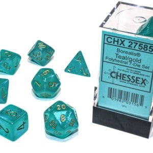 7-Piece RPG Dice Set: Luminary Teal w/Gold - Image 1