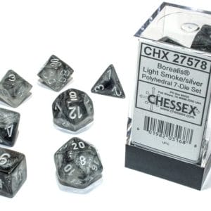 7-Piece RPG Dice Set: Light Smoke/Silver Luminary - Image 1