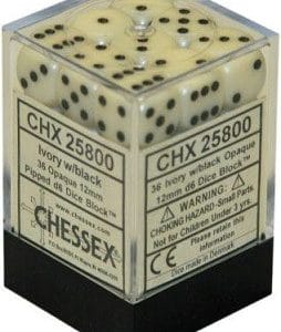 36d6 Dice Block (12mm): Opaque (Black/White/Grey) - Image 1