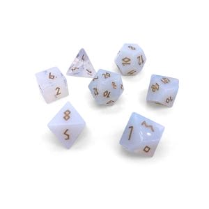 7-Piece RPG Gemstone Dice Set: Opalite Gold Font - Image 1