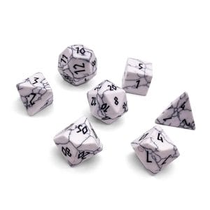 7-Piece RPG Gemstone Dice Set: White Howlite - Image 1