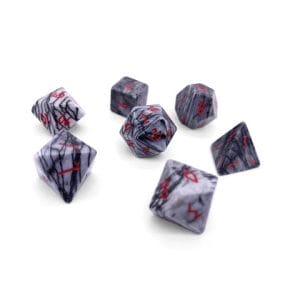 7-Piece RPG Gemstone Dice Set: Black Network Agate - Image 1