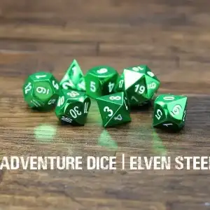 7-Piece RPG Premium Metal Dice Set: Elven Steel - Image 1