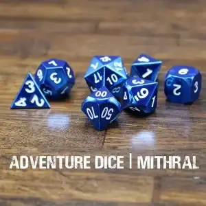 7-Piece RPG Premium Metal Dice Set: Mithral - Image 1