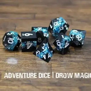 7-Piece RPG Premium Sharp Edge Dice Set: Drow Magic - Image 1