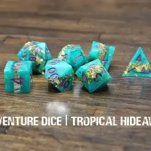7-Piece RPG Premium Sharp Edge Dice Set: Tropical Hideaway - Image 1