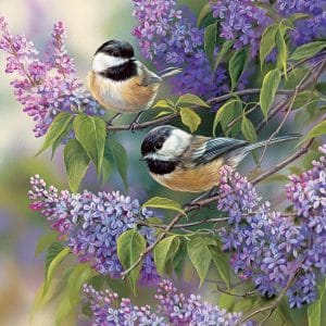 1000 pcs - Chickadees and Lilacs - Image 1