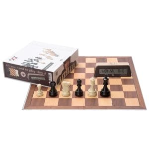 Chess Starter Set - Brown (Pieces + Board + Clock) - Image 1