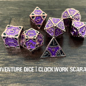 7-Piece RPG Premium Metal Dice Set: Clockwork -  Scarab - Image 1