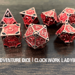 7-Piece RPG Premium Metal Dice Set: Clockwork - Ladybug - Image 1