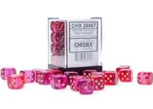 36d6 Dice Block (12mm): Gemini Translucent (Assorted Colours) - Image 3