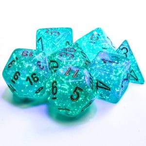 7-Piece RPG Dice Set: Luminary Teal w/Gold - Image 3