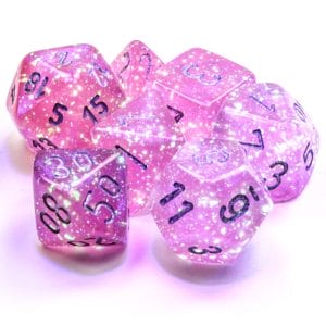 7-Piece RPG Dice Set - Pink w/ Silver Luminary - Image 3