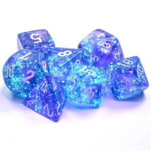 7-Piece RPG Dice Set: Borealis Luminary Purple w/White - Image 3