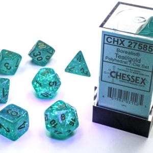 7-Piece RPG Dice Set: Luminary Teal w/Gold - Image 4