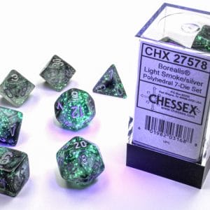 7-Piece RPG Dice Set: Light Smoke/Silver Luminary - Image 4