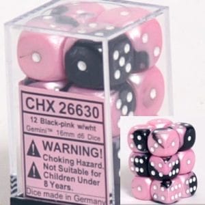 12d6 Dice Block (16mm): Gemini White Pipped (Assorted Colours) - Image 9